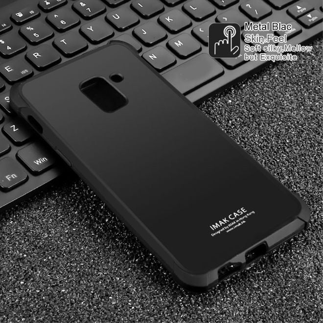 Imak - Samsung Galaxy A8+ (2018) Case - Robuste Hülle aus flexiblem Plastik - inkl. Schutzfolie - metal schwarz