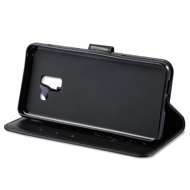Samsung Galaxy A8+ (2018) Handyhülle - Magnetisches Leder Case - mit Einhorn Muster - schwarz