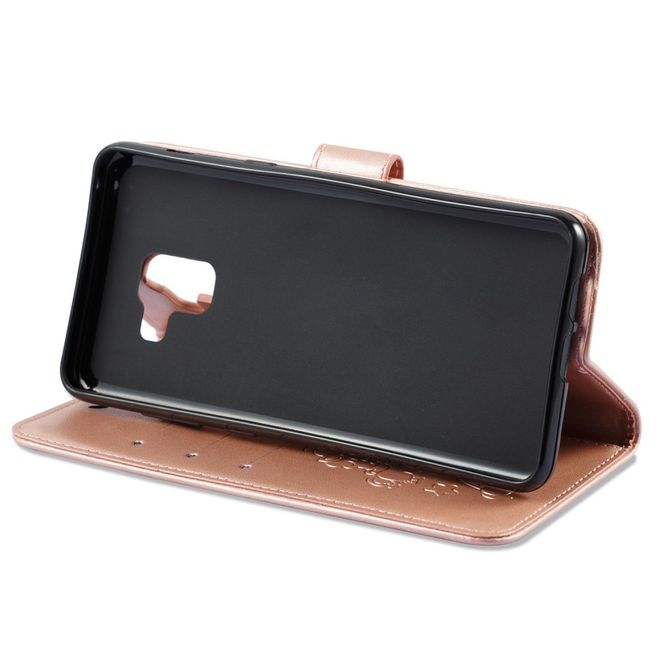 Samsung Galaxy A8+ (2018) Handyhülle - Magnetisches Leder Case - mit Einhorn Muster - rosegold