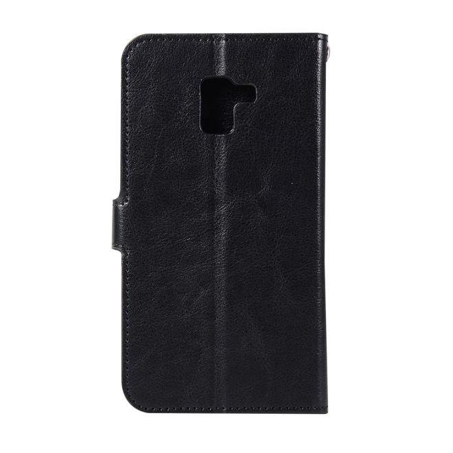 Samsung Galaxy A8+ (2018) Handy Case - Crazy Horse Leder Hülle - mit Standfunktion - schwarz
