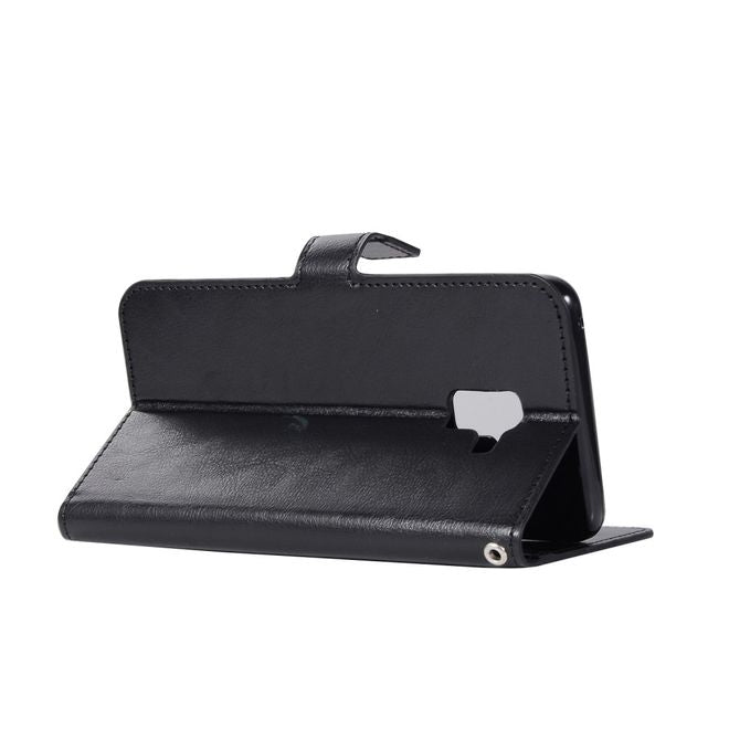 Samsung Galaxy A8+ (2018) Handy Case - Crazy Horse Leder Hülle - mit Standfunktion - schwarz