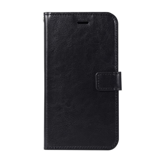 Samsung Galaxy A8+ (2018) Handy Case - Crazy Horse Leder Hülle - mit Standfunktion - schwarz