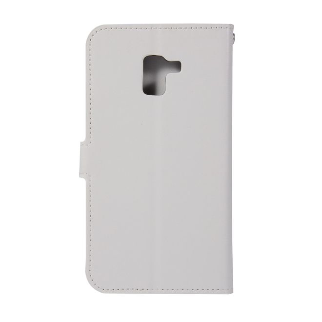 Samsung Galaxy A8+ (2018) Handy Case - Crazy Horse Leder Hülle - mit Standfunktion - weiss