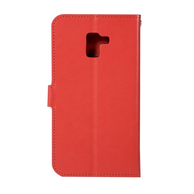 Samsung Galaxy A8+ (2018) Handy Case - Crazy Horse Leder Hülle - mit Standfunktion - rot