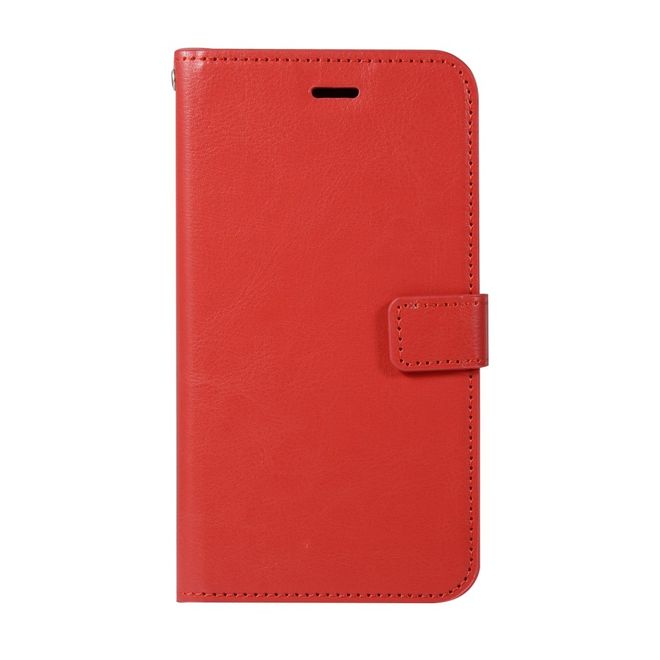 Samsung Galaxy A8+ (2018) Handy Case - Crazy Horse Leder Hülle - mit Standfunktion - rot