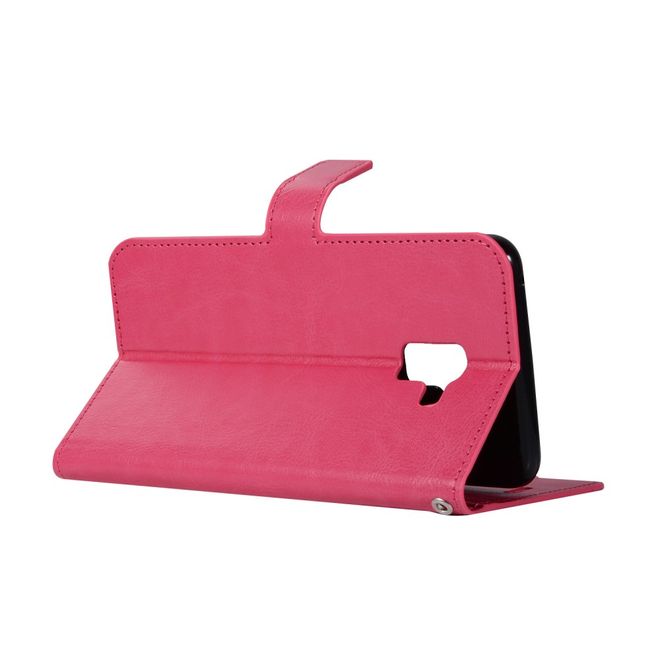 Samsung Galaxy A8+ (2018) Handy Case - Crazy Horse Leder Hülle - mit Standfunktion - rosa