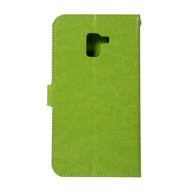 Samsung Galaxy A8+ (2018) Handy Case - Crazy Horse Leder Hülle - mit Standfunktion - grün