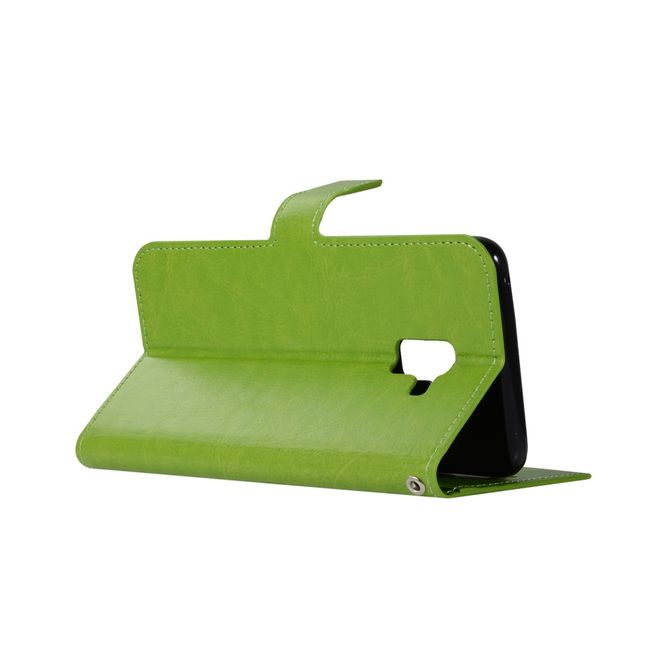 Samsung Galaxy A8+ (2018) Handy Case - Crazy Horse Leder Hülle - mit Standfunktion - grün