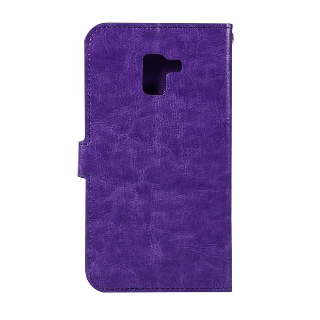 Samsung Galaxy A8+ (2018) Handy Case - Crazy Horse Leder Hülle - mit Standfunktion - purpur