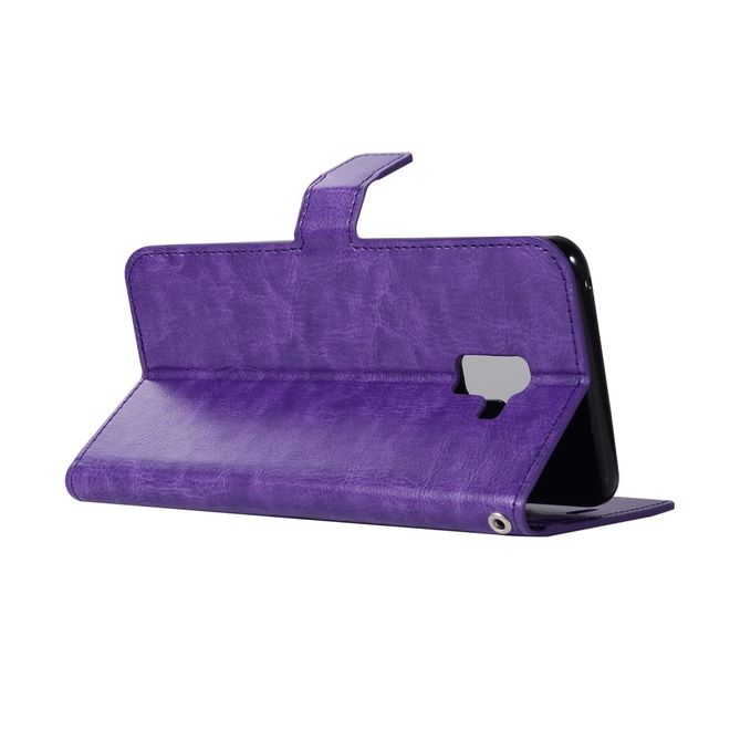 Samsung Galaxy A8+ (2018) Handy Case - Crazy Horse Leder Hülle - mit Standfunktion - purpur