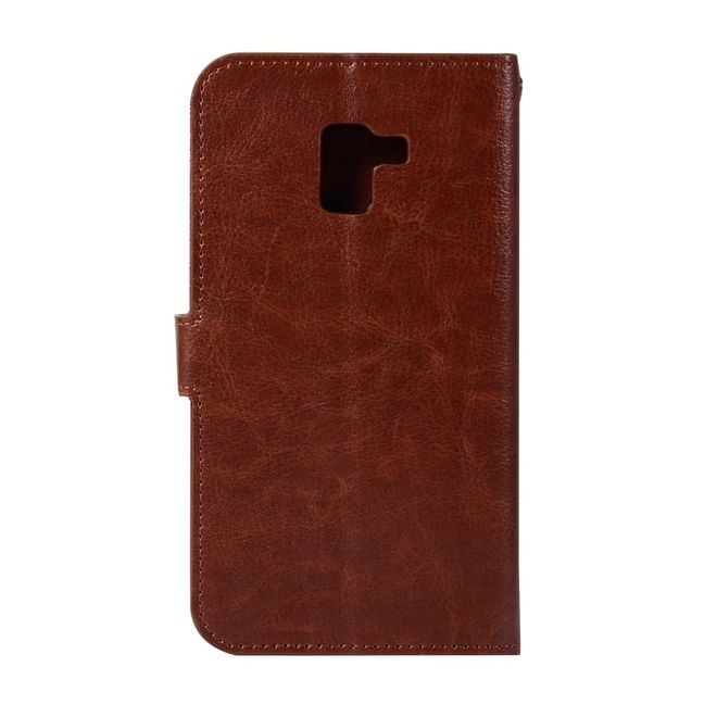Samsung Galaxy A8+ (2018) Handy Case - Crazy Horse Leder Hülle - mit Standfunktion - braun
