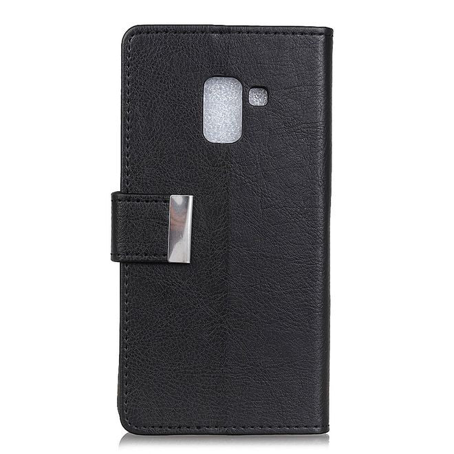 Samsung Galaxy A8+ (2018) Handy Hülle - Magnetisches Crazy Horse Leder Case - schwarz