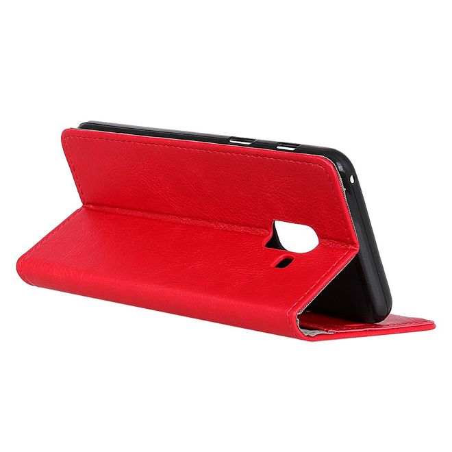 Samsung Galaxy A8+ (2018) Handy Hülle - Magnetisches Crazy Horse Leder Case - rot