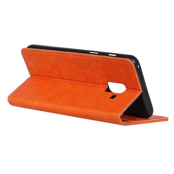 Samsung Galaxy A8+ (2018) Handy Hülle - Magnetisches Crazy Horse Leder Case - orange