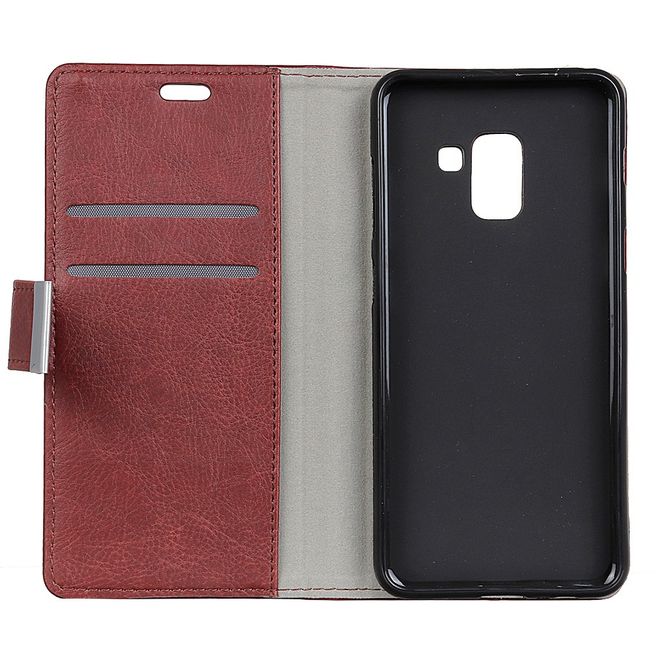 Samsung Galaxy A8+ (2018) Handy Hülle - Magnetisches Crazy Horse Leder Case - kaffeefarben