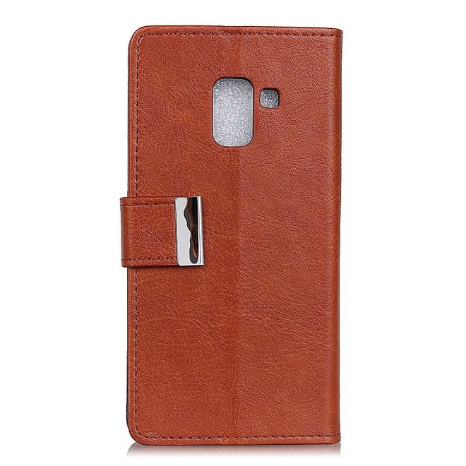 Samsung Galaxy A8+ (2018) Handy Hülle - Magnetisches Crazy Horse Leder Case - braun