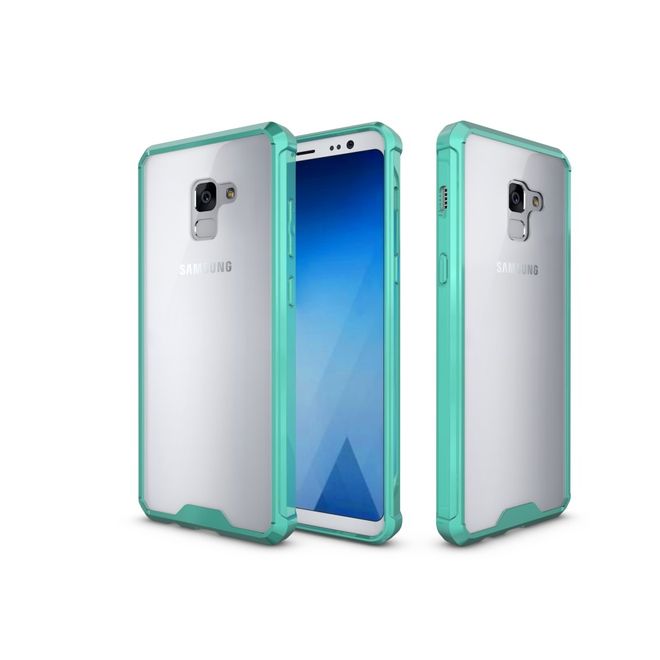 Samsung Galaxy A8+ (2018) Handy Case - Hülle aus Hart und Soft Plastik - robust - cyan