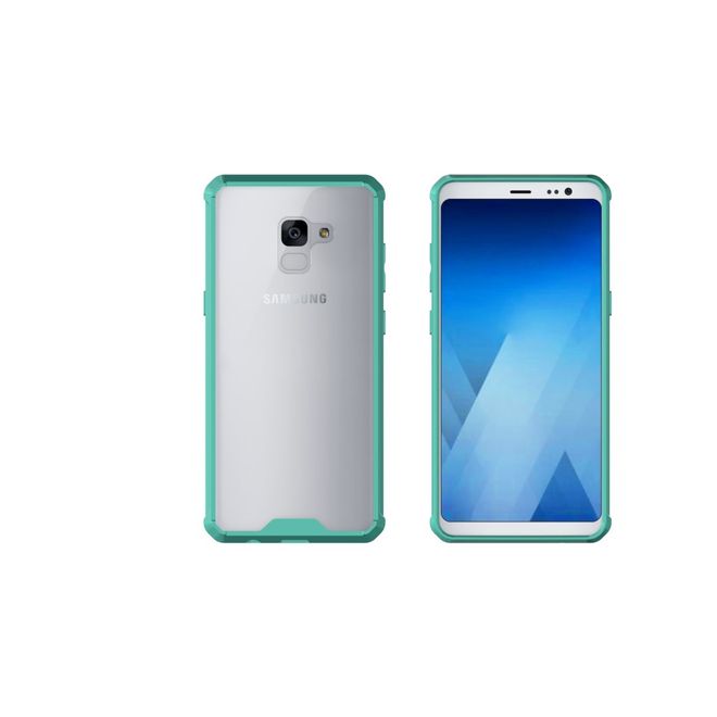 Samsung Galaxy A8+ (2018) Handy Case - Hülle aus Hart und Soft Plastik - robust - cyan