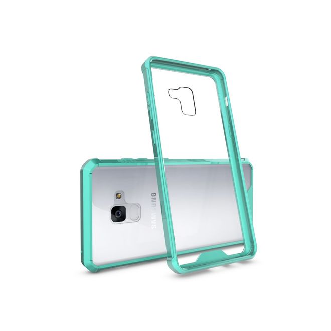 Samsung Galaxy A8+ (2018) Handy Case - Hülle aus Hart und Soft Plastik - robust - cyan