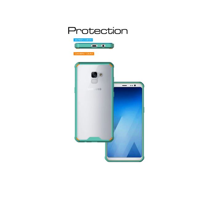 Samsung Galaxy A8+ (2018) Handy Case - Hülle aus Hart und Soft Plastik - robust - cyan