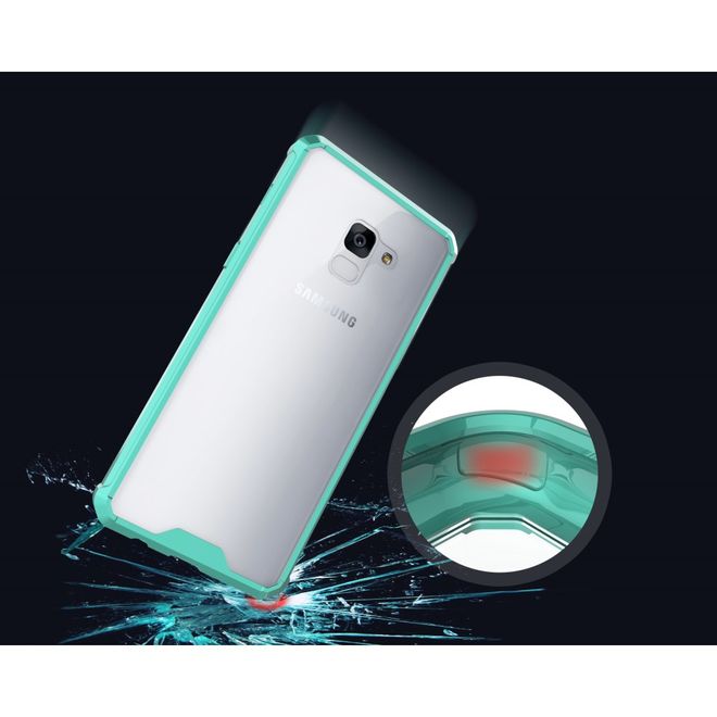Samsung Galaxy A8+ (2018) Handy Case - Hülle aus Hart und Soft Plastik - robust - cyan