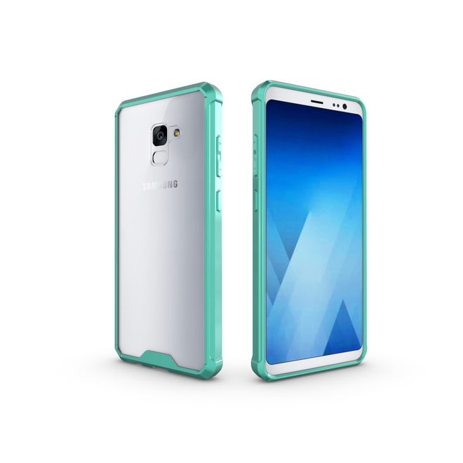 Samsung Galaxy A8+ (2018) Handy Case - Hülle aus Hart und Soft Plastik - robust - cyan
