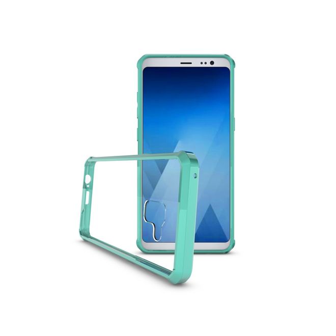 Samsung Galaxy A8+ (2018) Handy Case - Hülle aus Hart und Soft Plastik - robust - cyan
