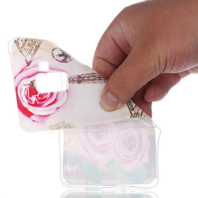 Samsung Galaxy A8+ (2018) Hülle - Cover aus flexiblem TPU Plastik - Eiffelturm und Blumen