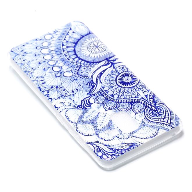 Samsung Galaxy A8+ (2018) Hülle - Cover aus flexiblem TPU Plastik - blaues Blumenmuster