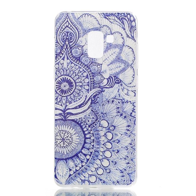 Samsung Galaxy A8+ (2018) Hülle - Cover aus flexiblem TPU Plastik - blaues Blumenmuster