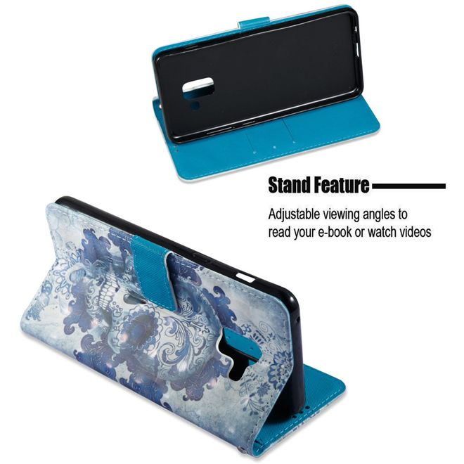 Samsung Galaxy A8+ (2018) Handyhülle - Case aus Leder - mit 3D Effekt - gruseliger Totenkopf