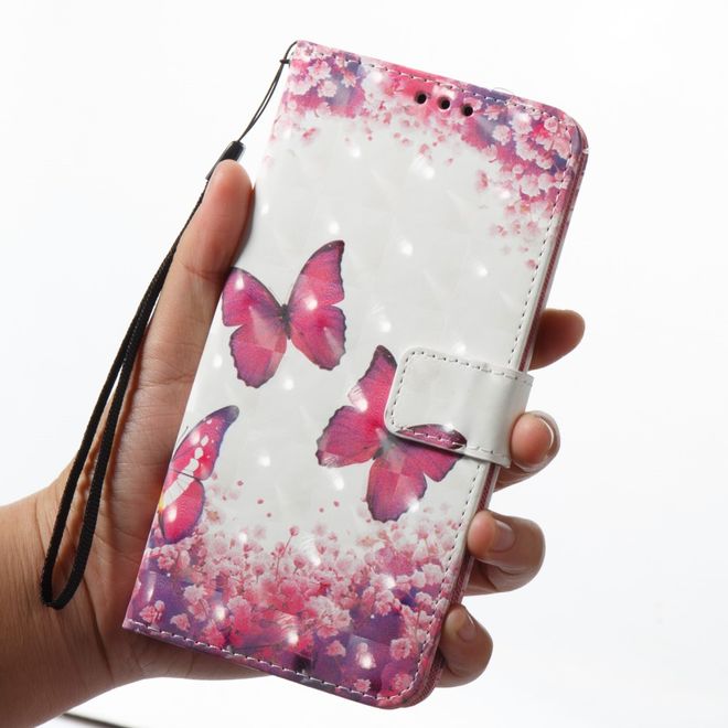 Samsung Galaxy A8+ (2018) Handyhülle - Case aus Leder - mit 3D Effekt - Schmetterlinge und Blumen