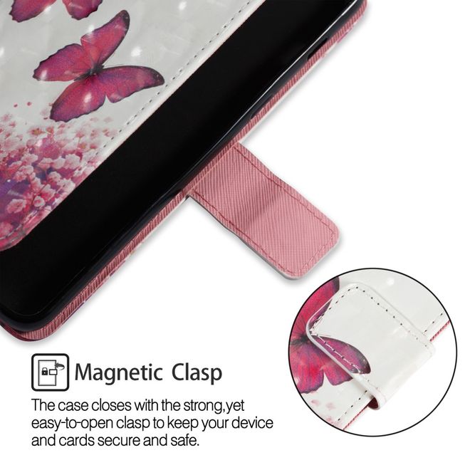 Samsung Galaxy A8+ (2018) Handyhülle - Case aus Leder - mit 3D Effekt - Schmetterlinge und Blumen