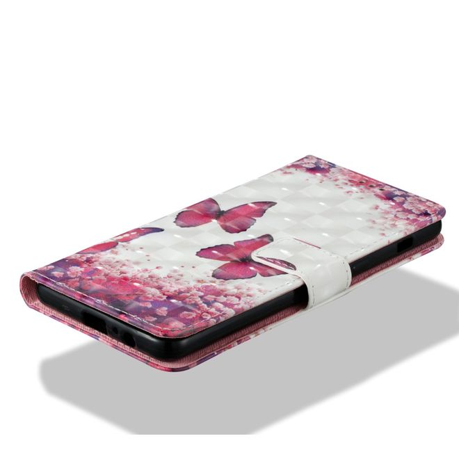 Samsung Galaxy A8+ (2018) Handyhülle - Case aus Leder - mit 3D Effekt - Schmetterlinge und Blumen