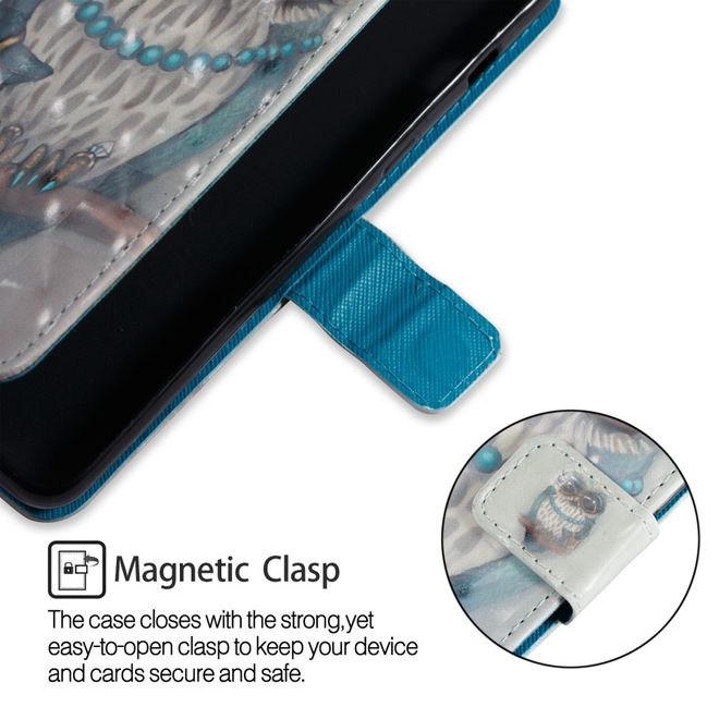 Samsung Galaxy A8+ (2018) Handyhülle - Case aus Leder - mit 3D Effekt - schöne Eule auf einem Ast