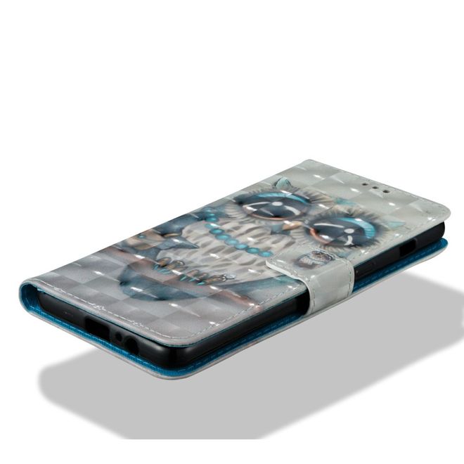 Samsung Galaxy A8+ (2018) Handyhülle - Case aus Leder - mit 3D Effekt - schöne Eule auf einem Ast