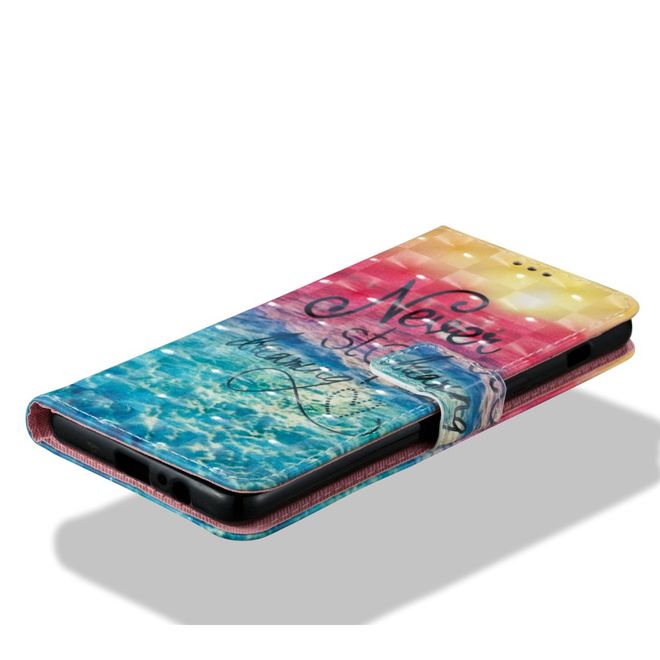 Samsung Galaxy A8+ (2018) Handyhülle - Case aus Leder - mit 3D Effekt - Strand und Spruch