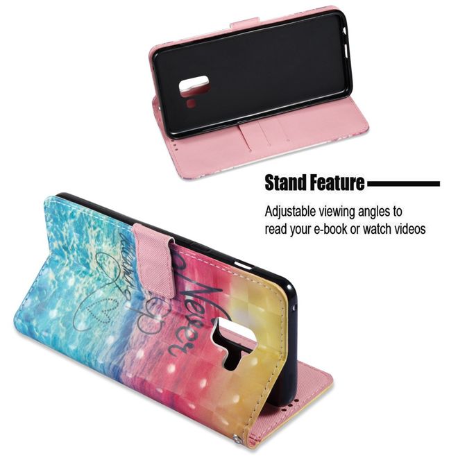 Samsung Galaxy A8+ (2018) Handyhülle - Case aus Leder - mit 3D Effekt - Strand und Spruch