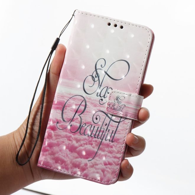 Samsung Galaxy A8+ (2018) Handyhülle - Case aus Leder - mit 3D Effekt - pinke Wolken und Spruch
