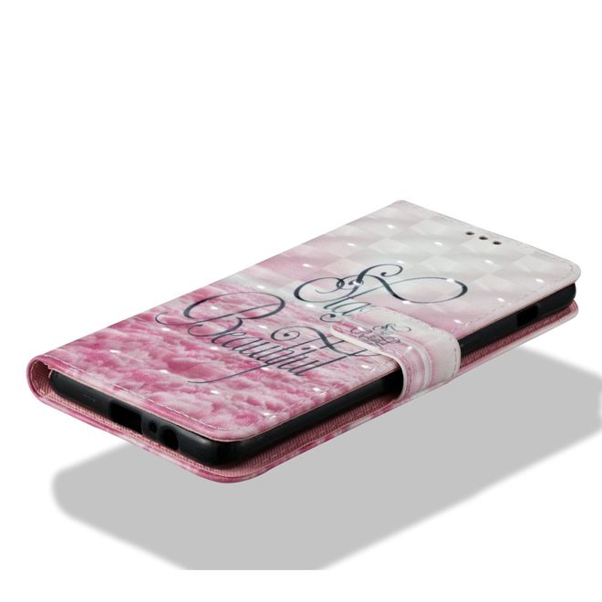 Samsung Galaxy A8+ (2018) Handyhülle - Case aus Leder - mit 3D Effekt - pinke Wolken und Spruch