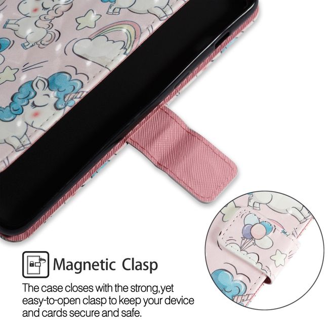 Samsung Galaxy A8+ (2018) Handyhülle - Case aus Leder - mit 3D Effekt - Einhörner