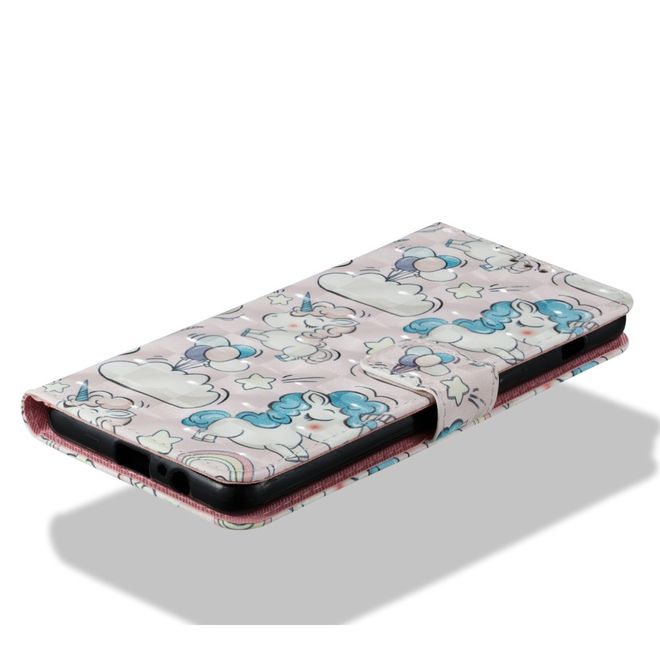 Samsung Galaxy A8+ (2018) Handyhülle - Case aus Leder - mit 3D Effekt - Einhörner