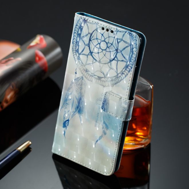 Samsung Galaxy A8+ (2018) Handyhülle - Case aus Leder - mit 3D Effekt - Federschmuck Traumfänger