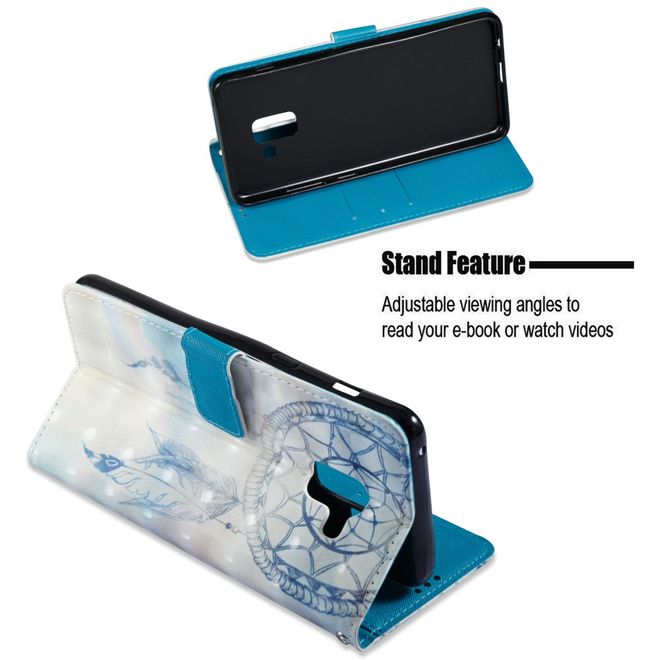 Samsung Galaxy A8+ (2018) Handyhülle - Case aus Leder - mit 3D Effekt - Federschmuck Traumfänger