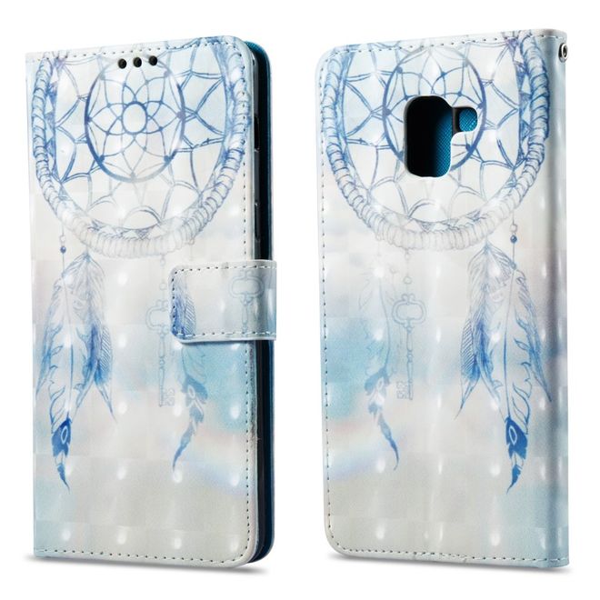 Samsung Galaxy A8+ (2018) Handyhülle - Case aus Leder - mit 3D Effekt - Federschmuck Traumfänger