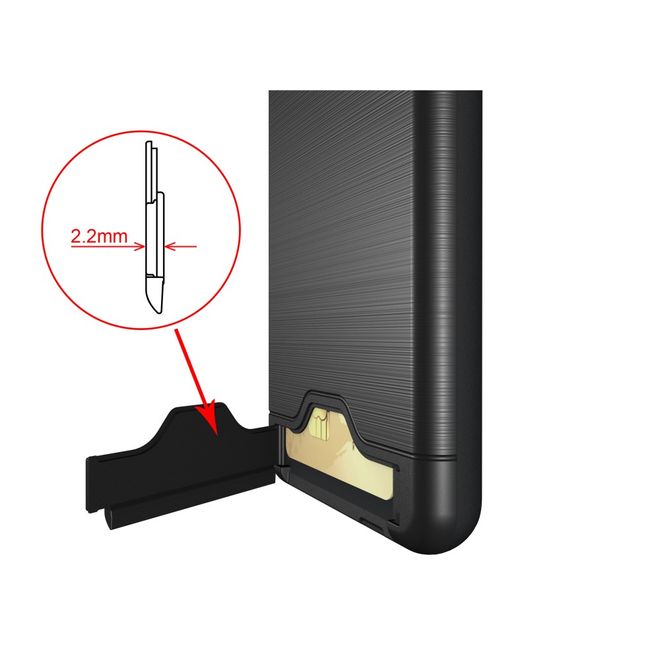 Samsung Galaxy A8+ (2018) Hülle - Plastik Case - mit Visitenkartenfach und Kickstand - schwarz