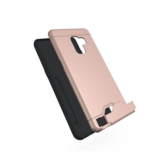 Samsung Galaxy A8+ (2018) Hülle - Plastik Case - mit Visitenkartenfach und Kickstand - rosegold