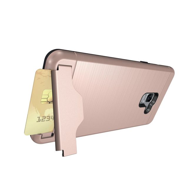 Samsung Galaxy A8+ (2018) Hülle - Plastik Case - mit Visitenkartenfach und Kickstand - rosegold