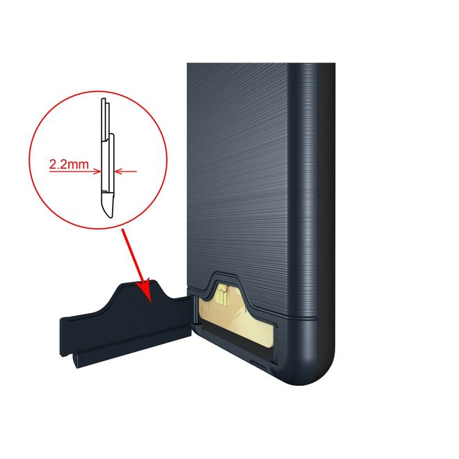 Samsung Galaxy A8+ (2018) Hülle - Plastik Case - mit Visitenkartenfach und Kickstand - dunkelblau