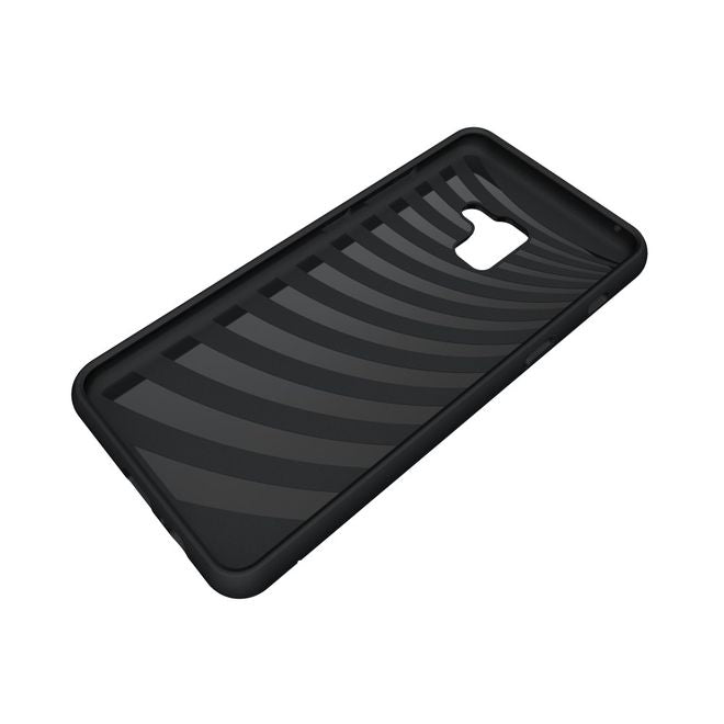Samsung Galaxy A8+ (2018) Hülle - Plastik Case - mit Visitenkartenfach und Kickstand - dunkelblau